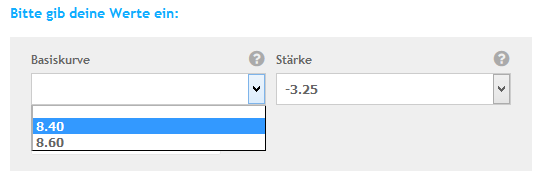 Beispiel für die Eingabemöglichkeit der Basiskurve